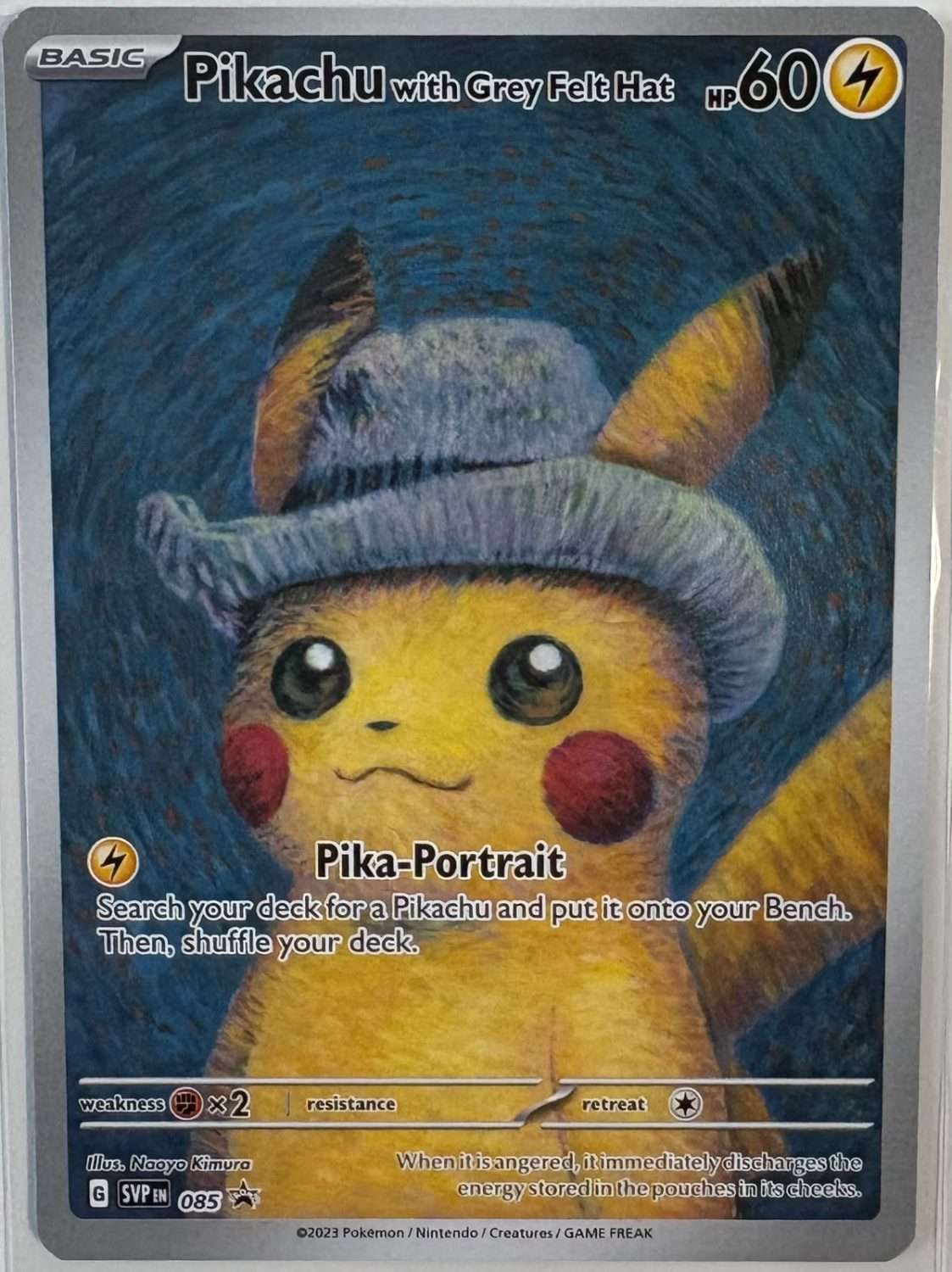 PIKACHU WITH GREY FELT HAT POKEMON X VAN GOGH